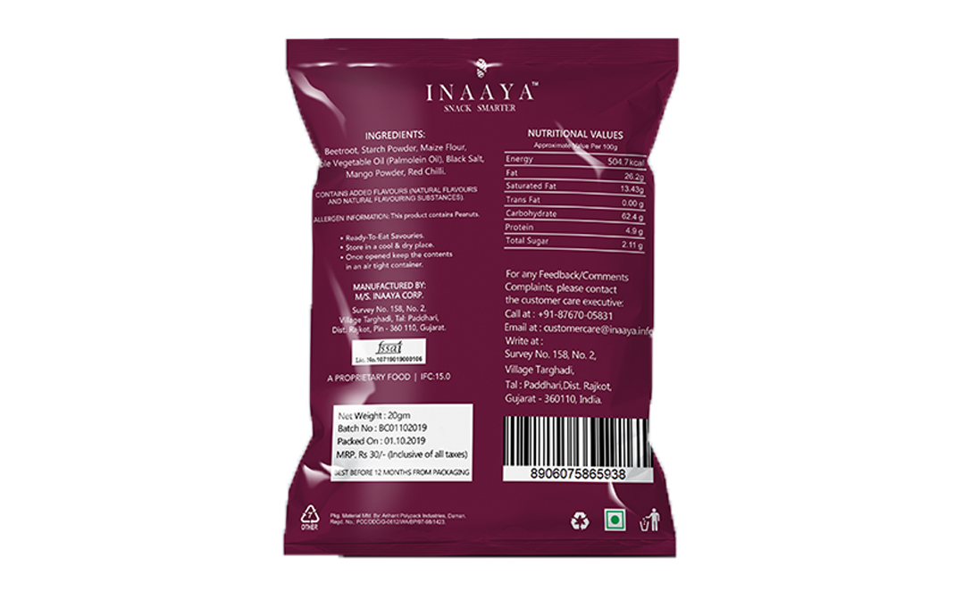 Inaaya Beetroot Chips    Pack  20 grams
